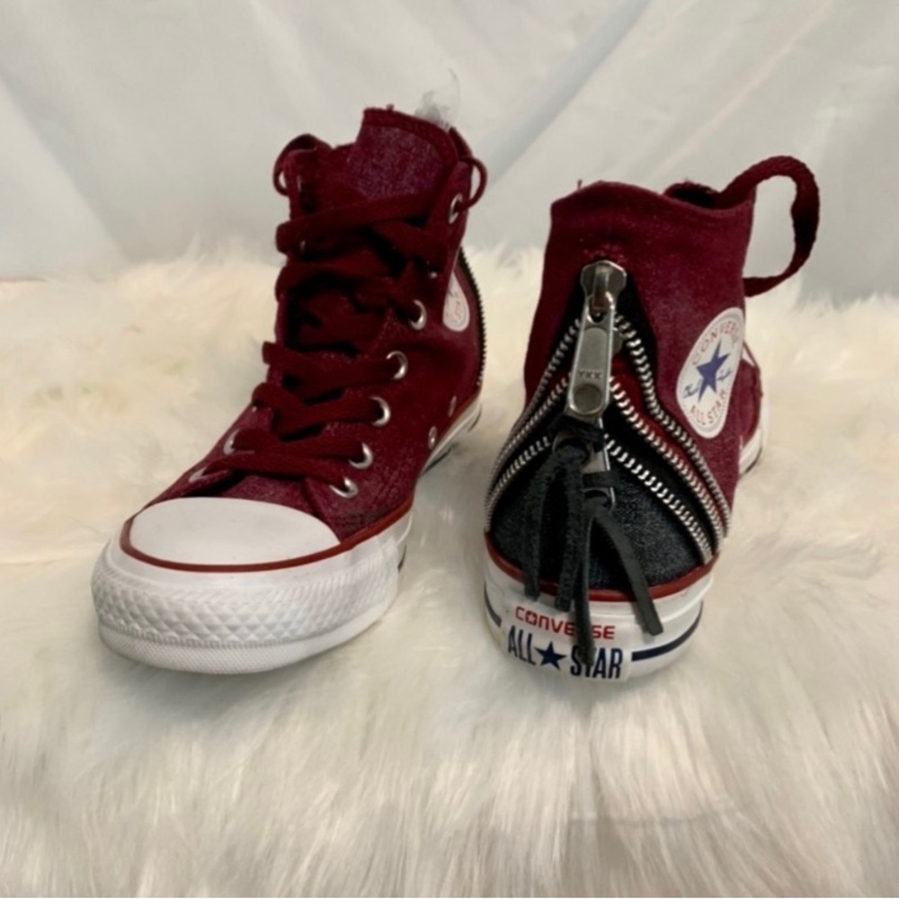 Converse Burgundy High-Tops with Zipper Detail